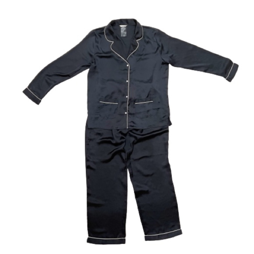 H&M Pjs Pajamas Black with White Piping M Sleepwear